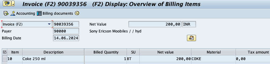 VF03 to display the billing document.